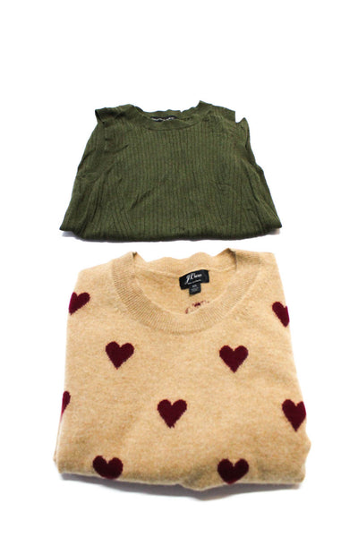 J Crew Banana Republic Womens Cashmere Heart Print Sweater Beige Size XS Lot 2