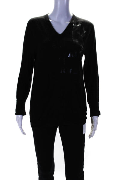 Ralph Lauren Black Label Womens Cashmere V Neck Sweater Black Size Small