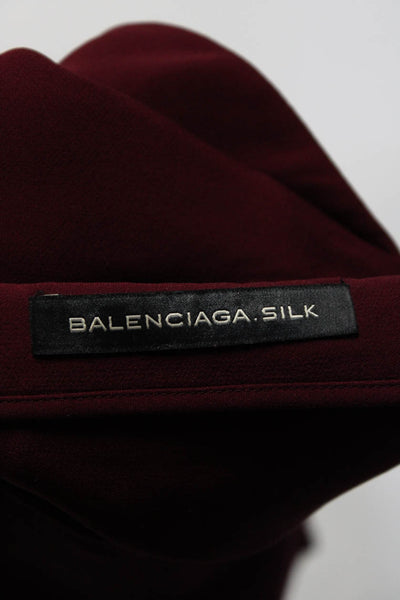 Balenciaga Silk Womens Silk V Neck Blouse Wine Red Size EUR 40