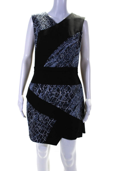 BCBG Max Azria Womens Water Wave Print Sleeveless Dress Black Blue Size 8