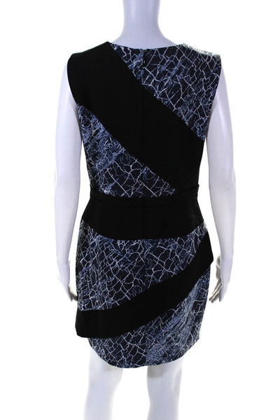 BCBG Max Azria Womens Water Wave Print Sleeveless Dress Black Blue Size 8