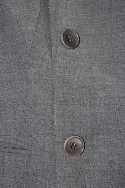 Talbots Womens V-Neck Notch Collar Long Sleeve Two Button Pantsuit Gray Size 14