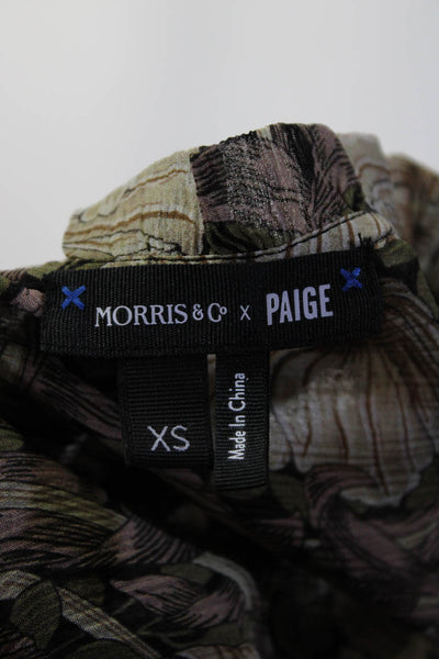 Paige Black Label Womens Floral Print Button Blouse Multi Colored Size Extra Sma