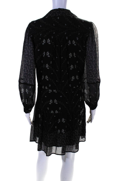 Paige Black Label Womens Silk Floral Print A Line Dress Black Size Small