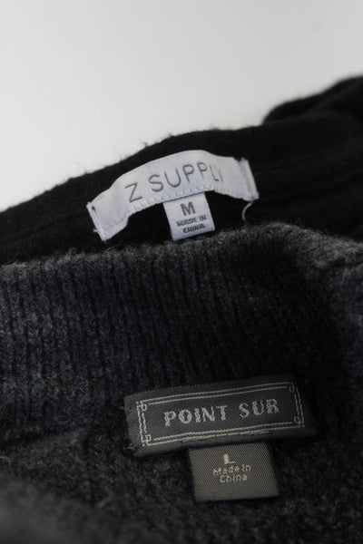 Z Supply Point Sur Womens Rib Tee Shirt Cardigan Sweater Gray Medium Large Lot 2