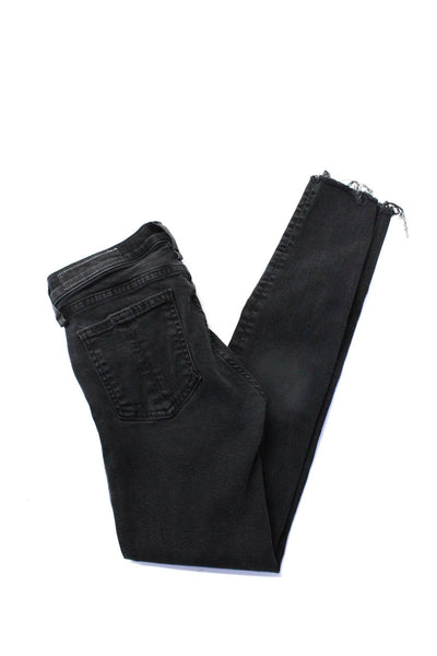 Rag & Bone Womens Mid Rise Ankle Skinny Leg Jeans Black Cotton Size 24