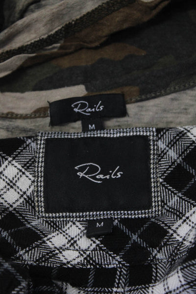 Rails Womens Black Plaid Collar Long Sleeve Button Down Shirt Size M Lot 2