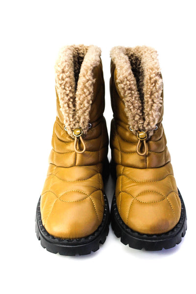 Ash Womens Brown Fuzzy Puffer Midi Snow Boots Shoes Size 8
