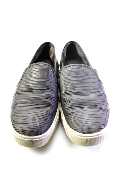 Vince Womens Textured Round Toe Slip On Low Top Sneakers Gray Size 6