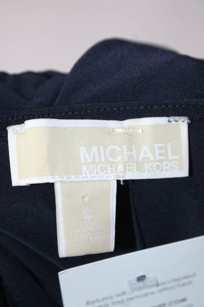 Michael Michael Kors Womens Navy Drape Neck Sleeveless Skinny Jumpsuit Size S