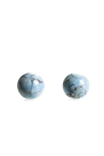 Dior Womens Light Blue White Marble Silver Tone Tribales Earrings