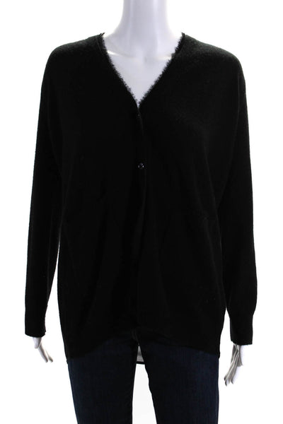 Joie Womens Cashmere Silk Long Sleeved V Neck Buttoned Cardigan Black Size S