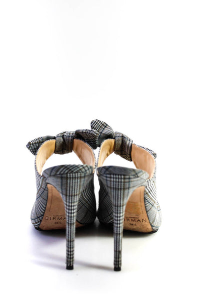 Alexandre Birman Women's Pointed Toe Bow Stiletto Plaid Slip-On Sandals Size 8.5