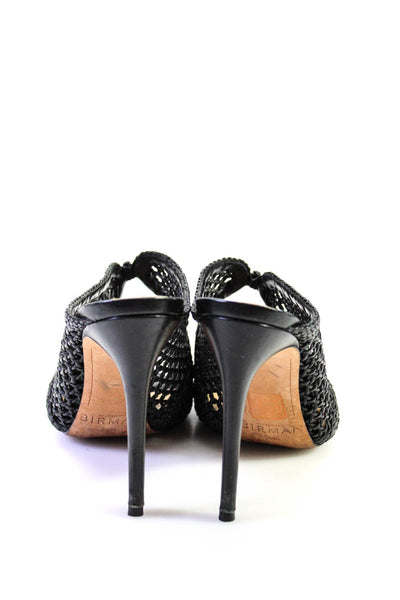 Alexandre Birman Women's Open Toe  Slip-On Mesh Cutout Sandals Black Size 8.5