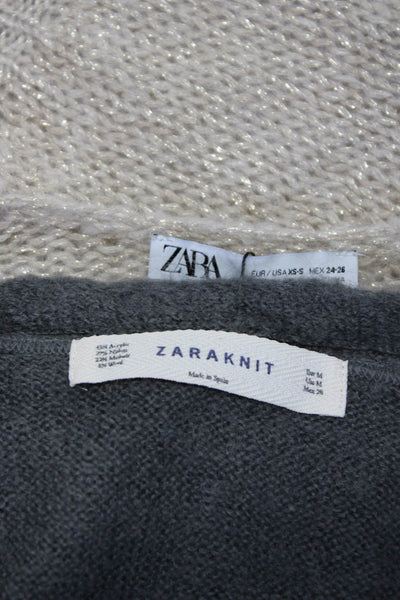Zara Knit Womens Sweaters Gray Beige Size Medium Extra Small Lot 2