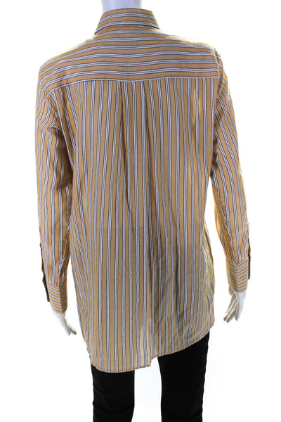 Berenice Womens Yellow Cotton Striped Long Sleeve Button Down Shirt Size 36