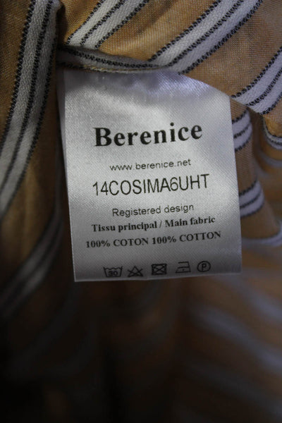 Berenice Womens Yellow Cotton Striped Long Sleeve Button Down Shirt Size 36