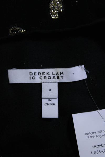 10 Crosby Derek Lam Womens Metallic Spot Print Long Sleeve Blouse Black Size 0