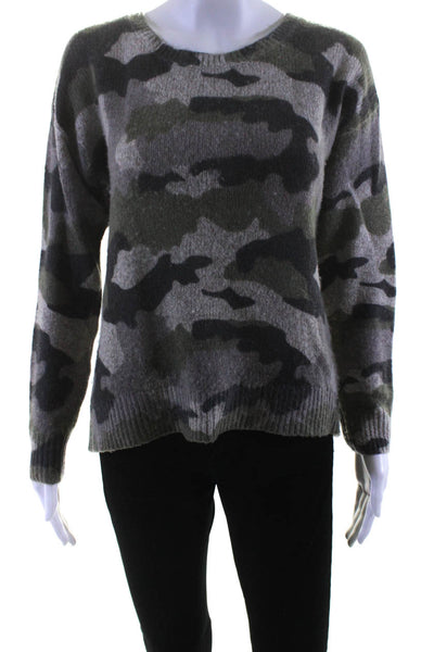 360 Cashmere Womens Merino Wool Camouflage Long Sleeve Sweater Green Size XS