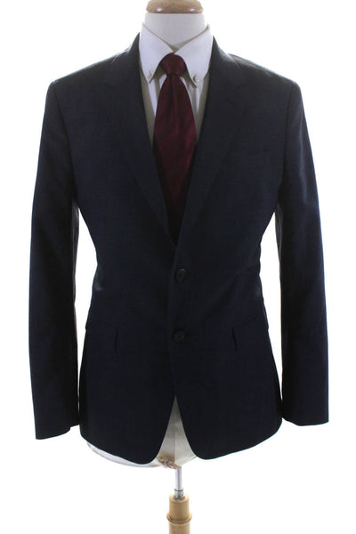 Theory Men's Collar Long Sleeves Lined Two Button Jackets Navy Blue Size 40