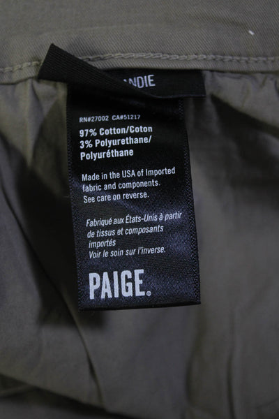 Paige Men's Five Pockets Flat Front Straight Leg Dress Pant Olive Green Size 30