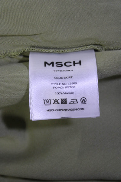 MSCH Womens Elastic Waist Satin Midi Slip Bias Skirt Sage Size M