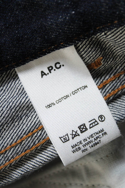 A.P.C. Womens Cotton Five Pocket Button Fly Mid-Rise Tapered Jeans Size 33