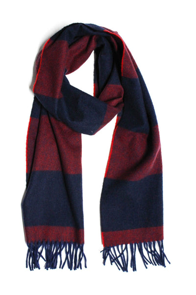 Beg & Co Unisex Adults Lambswool + Cashmere Striped Tassel Trim Scarf Red