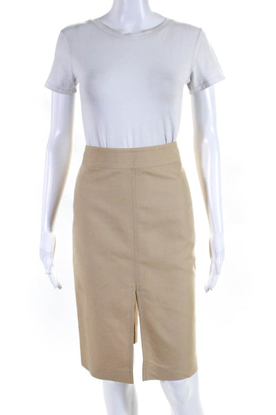 Ralph Lauren Womens Cotton Double Slit Knee Length Pencil Skirt Beige Size 6