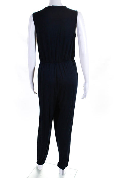 Trina Turk Womens Sleeveless V Neck Relaxed Fit Jumpsuit Blue Size 6