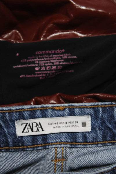 Commando Zara Womens Faux Patent Leggings Straight Leg Jeans Size 8 Small Lot 2