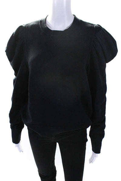 Ulla Johnson Womens Black Cotton Crew Neck Puff Long Sleeve Sweatshirt Size L