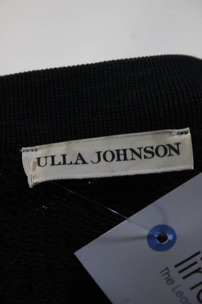 Ulla Johnson Womens Black Cotton Crew Neck Puff Long Sleeve Sweatshirt Size L