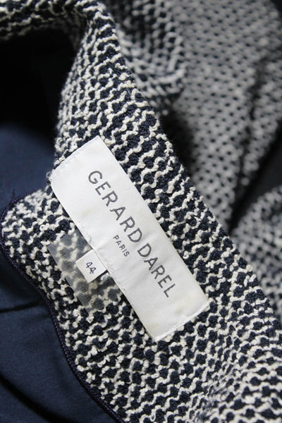 Gerard Darel Womens Woven Coat Navy Blue White Cotton Size EUR 44