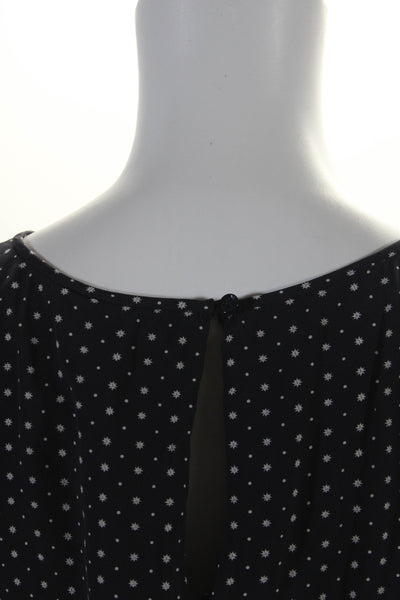 Joie Women's Round Neck Ruffle Sleeves Star Print Blouse Navy Blue Size XS