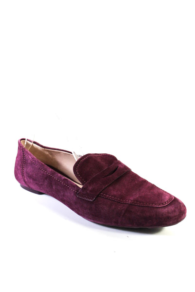 Stuart Weitzman Womens Suede Apron Pointed Toe Slip-On Loafers Purple Size 9.5