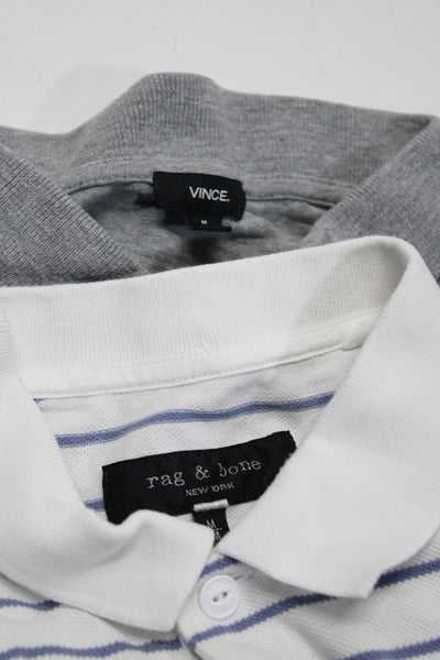 Rag & Bone Vince Mens Cotton Striped Collared Polo Tops Blue Size M Lot 2