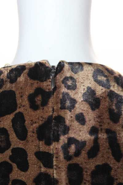 Elie Tahari Womens Velvet Leopard Print Cut Out Neck Shift Dress Brown Size 6