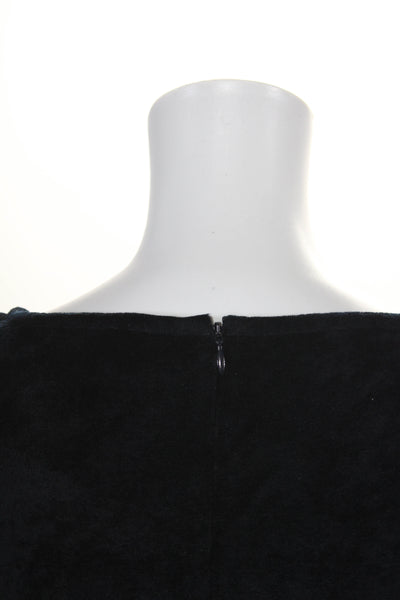Reiss Womens Velvet Mesh Cut Out Half Sleeve Midi Sheath Dress Navy Blue Size 10