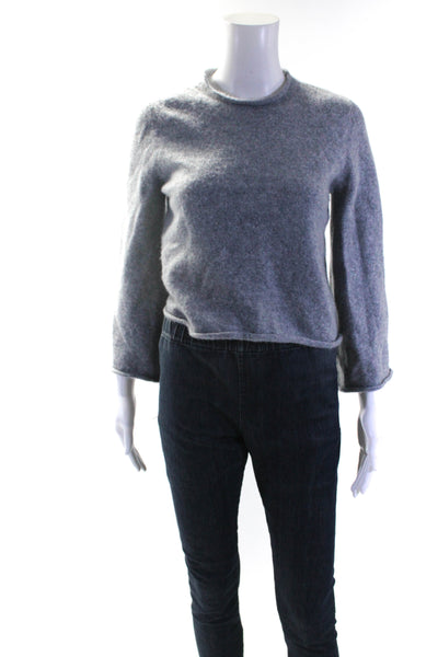 Milly Women's Round Neck Long Sleeves Pullover Cashmere Sweater Gray Size S
