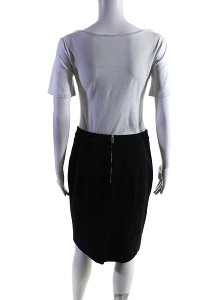 Karen Millen Womens Back Slit Knee Length Pencil Skirt Black Size 8