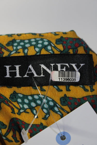 Haney Womens Leopard Cat Print Tie Front Cropped Jumpsuit Yellow Teal Size 10
