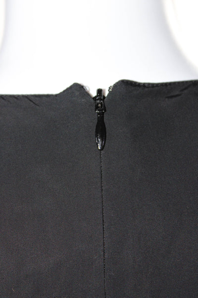 Reed Krakoff Womens Abstract Satin Long Sleeve Shift Dress Black White Size 8