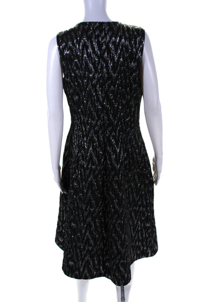 Noir Womens Velvet Laced Metallic Jacquard Midi Flare Dress Black Silver IT 44