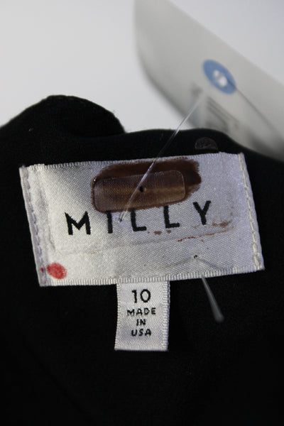 Milly Womens Crew Neck Sleeveless Side Split Midi Sheath Dress Black Size 10