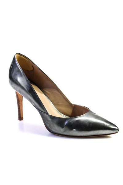 Johnston & Murphy Womens Leather Pointed Toe Pumps Silver Size 8.5 Medium