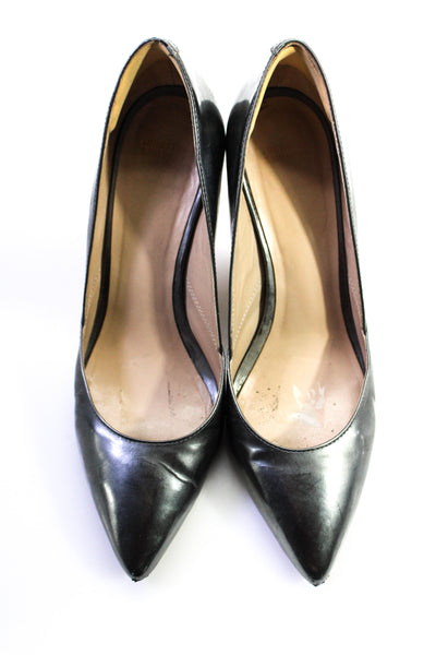 Johnston & Murphy Womens Leather Pointed Toe Pumps Silver Size 8.5 Medium