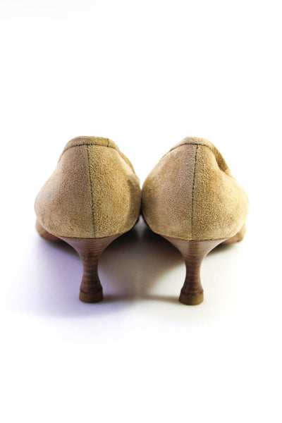 Manolo Blahnik Womens Suede Pointed Toe Pumps Tan Brown Size 38.5 8.5