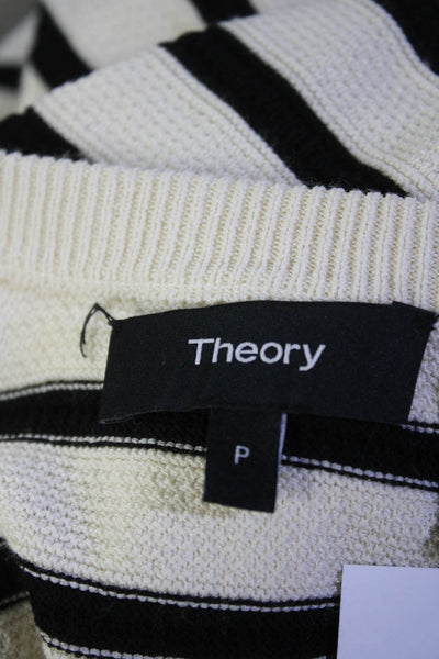 Theory Womens Knit Striped Print Crewneck 3/4 Sleeve Sweater Dress Ivory Size PP