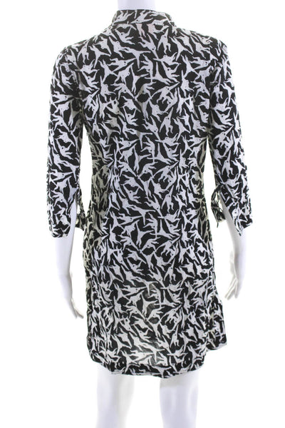 Tory Burch Womens Cotton Monkey Print Knee Length Tunic Dress Black White Size 0